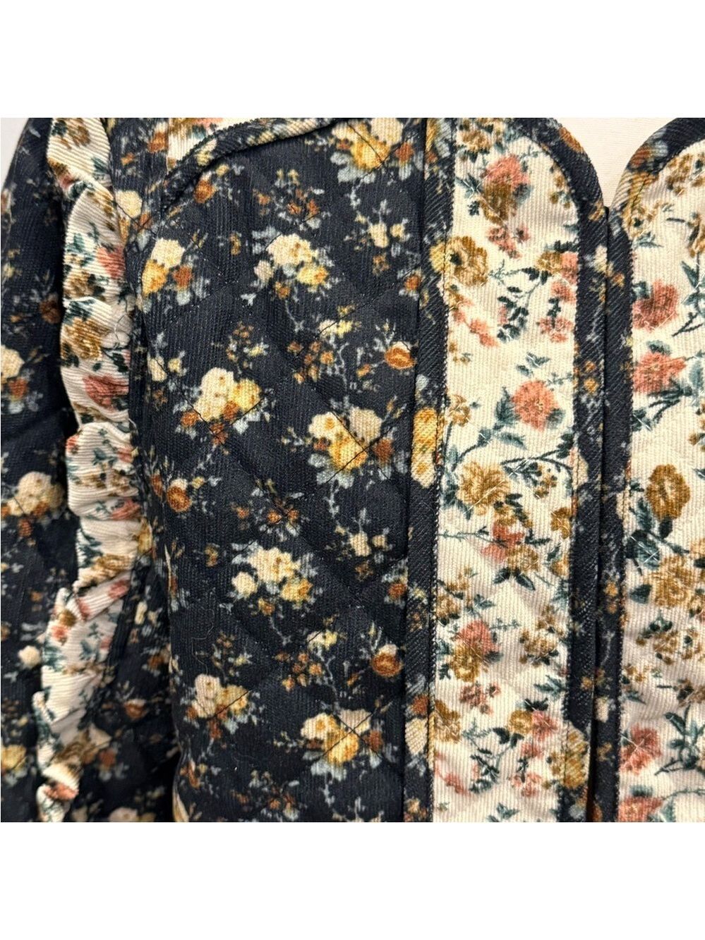 Karlie Quilted Jacket Corduroy Floral Boho Cottagecore Jacket Size M - Picture 10 of 10
